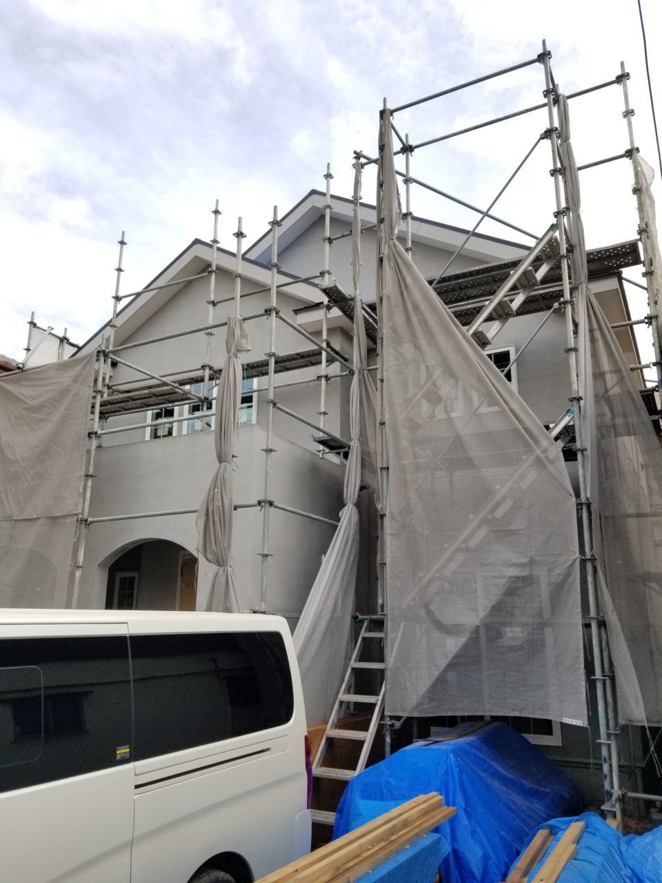 外壁モルタル下地施工状況